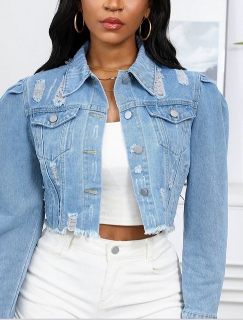 Nwt Women's Cropped Denim Jacket, New With Tags, Size L